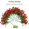 image:imageNearly Natural 13in UV Resistant Artificial Daisy Bush IndoorOutdoor  Set of 12Red