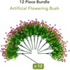 image:imageNearly Natural 13in UV Resistant Artificial Flowering Mini Rose Bush IndoorOutdoor  Set of 12Purple