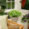 image:imageNearly Natural 13in UV Resistant Artificial Flowering Mini Rose Bush IndoorOutdoor  Set of 12White