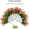 image:imageNearly Natural 13in UV Resistant Artificial Pansy Bush IndoorOutdoor  Set of 12Pink
