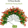 image:imageNearly Natural 13in UV Resistant Artificial Pansy Bush IndoorOutdoor  Set of 12Red