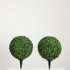 image:imageNearly Natural 14in Artificial Boxwood Topiary Ball for Outdoor Use with Integrated Ground Stake Set of 2 Faux Boxwood Plants for Lawn amp Garden Backyard Home Dcor UV Resistant