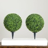 image:imageNearly Natural 14in Artificial Boxwood Topiary Ball for Outdoor Use with Integrated Ground Stake Set of 2 Faux Boxwood Plants for Lawn amp Garden Backyard Home Dcor UV Resistant