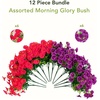image:imageNearly Natural 14in UV Resistant Artificial Morning Glory Bush IndoorOutdoor  Set of 12Assorted 3