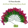 image:imageNearly Natural 14in UV Resistant Artificial Morning Glory Bush IndoorOutdoor  Set of 12Fuchsia