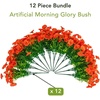 image:imageNearly Natural 14in UV Resistant Artificial Morning Glory Bush IndoorOutdoor  Set of 12Orange