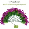 image:imageNearly Natural 14in UV Resistant Artificial Morning Glory Bush IndoorOutdoor  Set of 12Purple