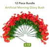 image:imageNearly Natural 14in UV Resistant Artificial Morning Glory Bush IndoorOutdoor  Set of 12Red