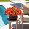 image:imageNearly Natural 14in UV Resistant Artificial Morning Glory Bush IndoorOutdoor  Set of 12Red