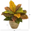 image:imageNearly Natural 15in Garden Croton Artificial Plant in Ceramic Planter Real Touch
