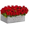 image:imageNearly Natural 18 in Artificial Geranium Plant in Stone Planter Porch DecorRed