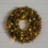 image:imageNearly Natural 18in PreLit Autumn Boxwood Artificial Fall Wreath with 25 Warm White LED Lights