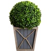 image:imageNearly Natural 18in UV Resistant Artificial Boxwood Ball Topiary with LED Lights in Decorative Planter IndoorOutdoor
