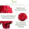 image:imageNearly Natural 19 in Artificial Lush Red Poinsettia in Wrapped Planter