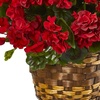 image:imageNearly Natural 19in Geranium Hanging Basket Artificial Plant UV Resistant IndoorOutdoor