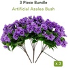 image:imageNearly Natural 19in UV Resistant Artificial Azalea Bush IndoorOutdoor  Set of 3Purple