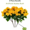 image:imageNearly Natural 19in UV Resistant Artificial Azalea Bush IndoorOutdoor  Set of 3Yellow