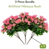 image:imageNearly Natural 19in UV Resistant Artificial Hibiscus Bush IndoorOutdoor  Set of 3Pink