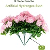 image:imageNearly Natural 19in UV Resistant Artificial Hydrangea Bush IndoorOutdoor  Set of 3Pink