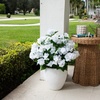 image:imageNearly Natural 19in UV Resistant Artificial Hydrangea Bush IndoorOutdoor  Set of 3White