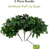 image:imageNearly Natural 19in UV Resistant Artificial Puff Ivy Bush IndoorOutdoor  Set of 3