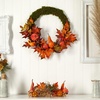 image:imageNearly Natural 20in Autumn Pumpkin Gourd and Fall Maple Leaf Artificial Wreath