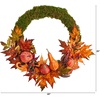image:imageNearly Natural 20in Autumn Pumpkin Gourd and Fall Maple Leaf Artificial Wreath