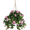 image:imageNearly Natural 24 in Artificial Geranium Red Floral Hanging Basket PlantPink