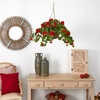 image:imageNearly Natural 24 in Artificial Geranium Red Floral Hanging Basket PlantRed
