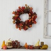 image:imageNearly Natural 24in Autumn Maple Berries and Pinecone Fall Artificial Wreath