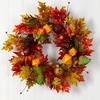 image:imageNearly Natural 24in Autumn Maple Leaf and Berries Fall Artificial Wreath