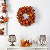 image:imageNearly Natural 24in Autumn Maple Leaves Pumpkin Pinecone and Berries Artificial Fall Wreath