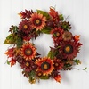 image:imageNearly Natural 24in Autumn Sunflower Pumpkin Pinecone and Berries Fall Artificial Wreath