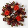 image:imageNearly Natural 24in Fall Dahlia Golden Apple Oak Leaf and Berries Autumn Artificial Wreath