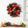 image:imageNearly Natural 24in Fall Dahlia Golden Apple Oak Leaf and Berries Autumn Artificial Wreath