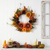 image:imageNearly Natural 24in Fall Sunflower Pumpkin Gourds Pinecone and Berries Autumn Artificial Wreath