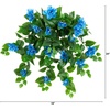image:imageNearly Natural 24in UV Resistant Artificial Azalea Hanging Plant IndoorOutdoor  Set of 3Blue