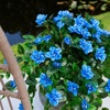 image:imageNearly Natural 24in UV Resistant Artificial Azalea Hanging Plant IndoorOutdoor  Set of 3Blue