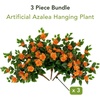 image:imageNearly Natural 24in UV Resistant Artificial Azalea Hanging Plant IndoorOutdoor  Set of 3Orange
