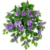 image:imageNearly Natural 24in UV Resistant Artificial Azalea Hanging Plant IndoorOutdoor  Set of 3Purple