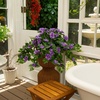 image:imageNearly Natural 24in UV Resistant Artificial Azalea Hanging Plant IndoorOutdoor  Set of 3Purple