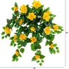 image:imageNearly Natural 24in UV Resistant Artificial Azalea Hanging Plant IndoorOutdoor  Set of 3Yellow