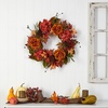 image:imageNearly Natural 25in Fall Ranunculus Hydrangea and Berries Autumn Artificial Wreath
