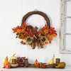 image:imageNearly Natural 26in Fall Harvest Artificial Autumn Wreath with Twig Base and Bunny