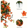 image:imageNearly Natural 28 Bougainvillea Hanging Bush Artificial Set of 2 UV Resistant IndoorOutdoor Silk Plants RedOrange