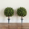 image:imageNearly Natural 2ft UV Resistant Artificial Boxwood Topiary with Integrated Ground Stake IndoorOutdoor  Set of 2