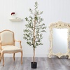 image:imageNearly Natural 3 ft Artificial Olive Tree with Natural Trunk for Decor5ft 6in