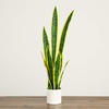 image:imageNearly Natural 30 in Artificial Sansevieria Plant Yellow Border Room Decor