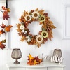 image:imageNearly Natural 30in Autumn Sunflower White Pumpkin and Berries Artificial Fall Wreath