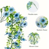 image:imageNearly Natural 30in UV Resistant Artificial Daisy Hanging Plant IndoorOutdoor  Set of 6Blue